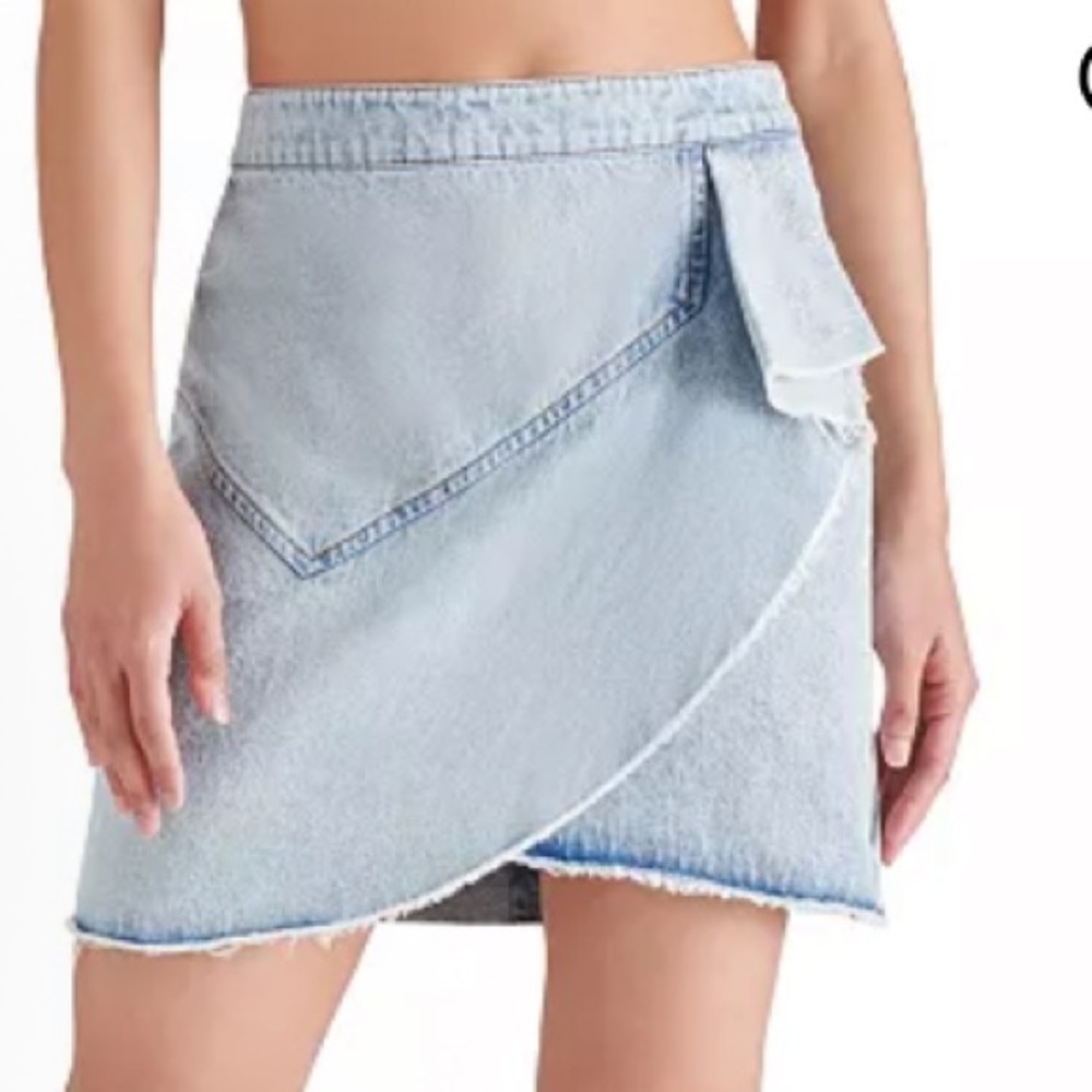 Denim Wrap Skirt - Stone Wash Blue